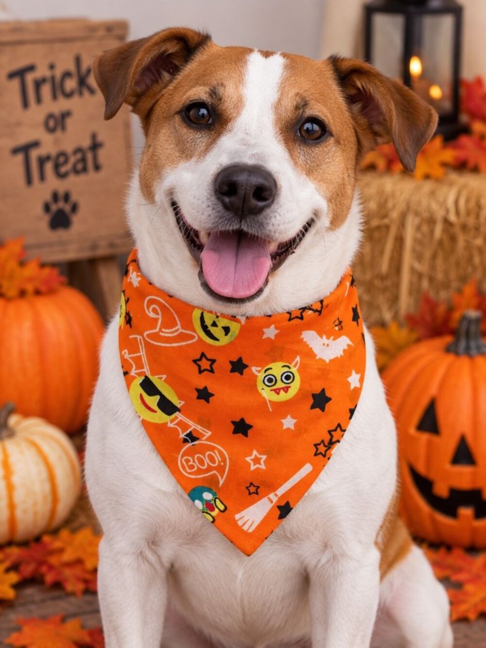 Halloween Costume Adult Orange Black Bandana Head Band Wrap Wrist Pet Scarf 